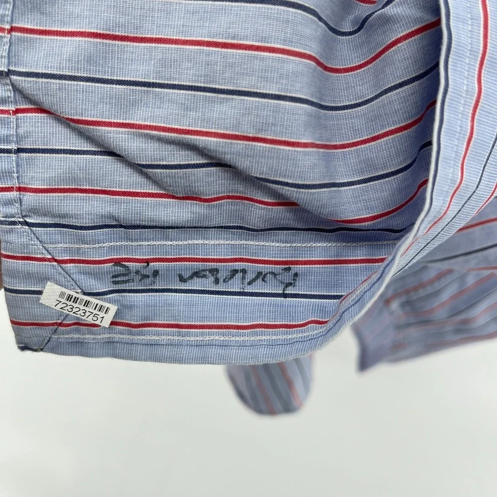 Polo Ralph Lauren Shirt Mens 17 34/35 Blue Striped Yarmouth‎